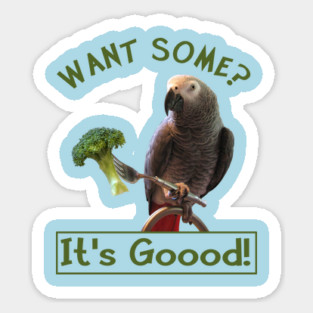 African Grey Parrot Broccoli Sticker
