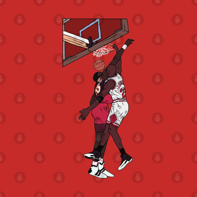 Michael Jordan Dunk on Dikembe Mutombo by rattraptees
