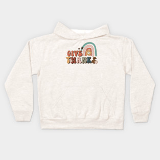Retro Thanksgiving Give Thanks Kids Hoodie
