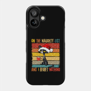 On The Naughty List And I Regret Nothing Black Cat Santa Phone Case