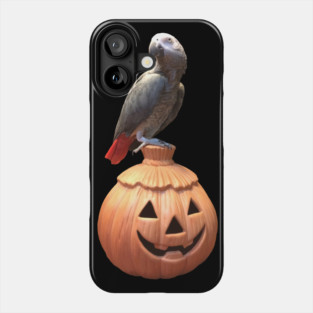 Jack-o-lantern Halloween African Grey Parrot Phone Case
