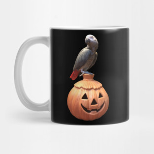 Jack-o-lantern Halloween African Grey Parrot Mug