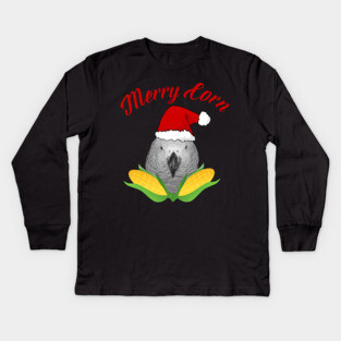 African Grey Parrot Holiday Christmas Santa Kids Long Sleeve T-Shirt