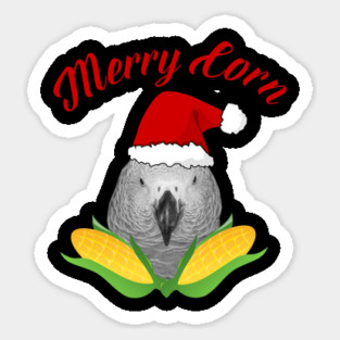 African Grey Parrot Holiday Christmas Santa Sticker