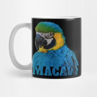 Beautiful Blue and Gold Macaw Parrot Image and Word Mug