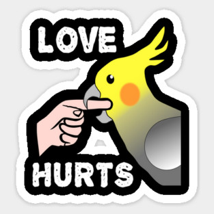 Love Hurts Cockatiel Male Parrot Biting Sticker