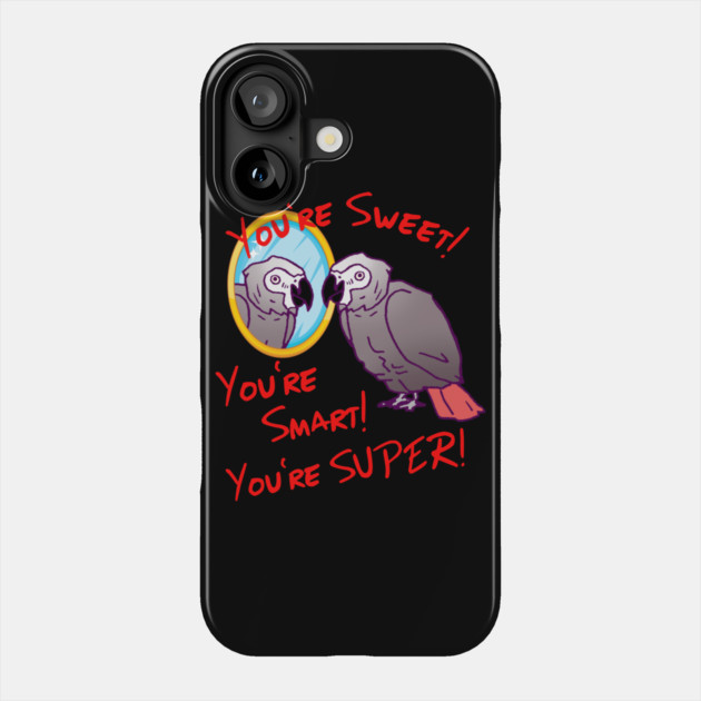 Daily Attitude Affirmations African Grey Parrot Image Phone Case by Einstein Parrot