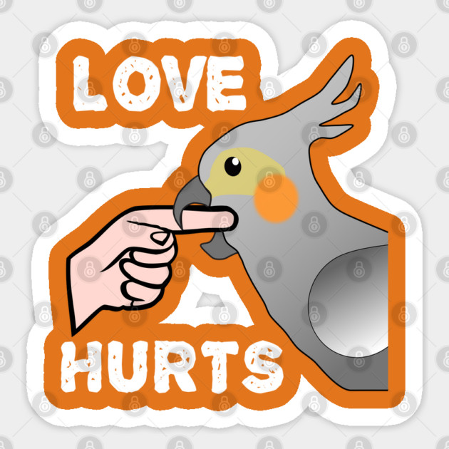 Love Hurts Cockatiel Female Parrot Biting Sticker by Einstein Parrot