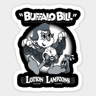 Buffalo Bill Lotion Lampoons - Vintage Cartoon - Creepy Cute Horror Sticker