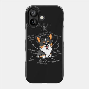 Corgi Tri Color Dog Anatomy Phone Case