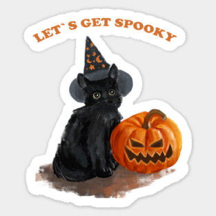 spooky black cat halloween Magnet