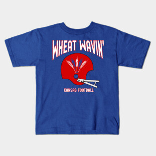 Wheat Wavin KU Football Blue Kids T-Shirt