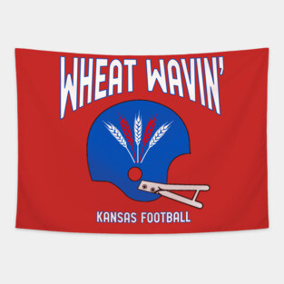 Wheat Wavin KU Football Red Tapestry