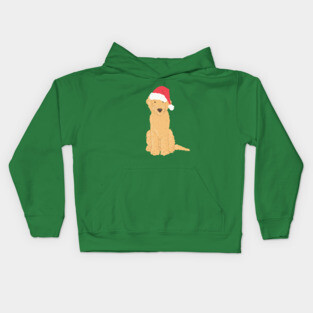 Christmas Goldendoodle Santa Hat Kids Hoodie