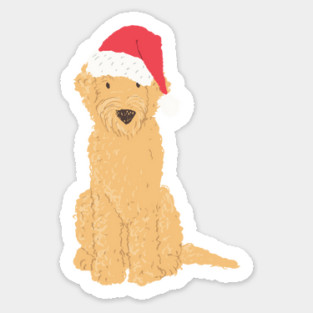 Christmas Goldendoodle Santa Hat Sticker