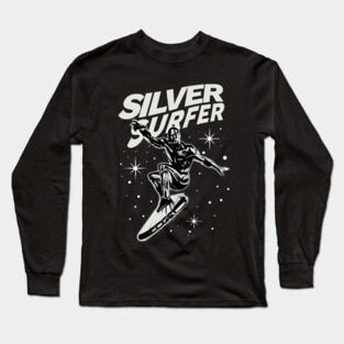 surfer galaxy retro classic Long Sleeve T-Shirt