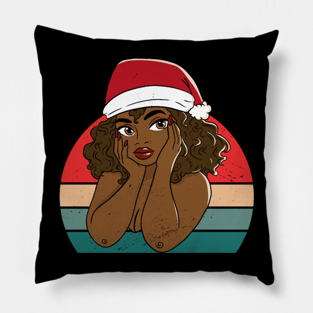 Black Woman Santa, Black Mrs Santa Claus, African American Santa, Christmas Pillow by UrbanLifeApparel
