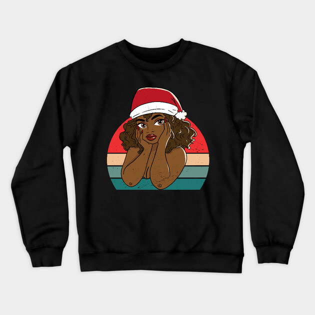 Black Woman Santa, Black Mrs Santa Claus, African American Santa, Christmas Crewneck Sweatshirt by UrbanLifeApparel