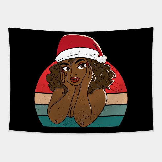Black Woman Santa, Black Mrs Santa Claus, African American Santa, Christmas Tapestry by UrbanLifeApparel