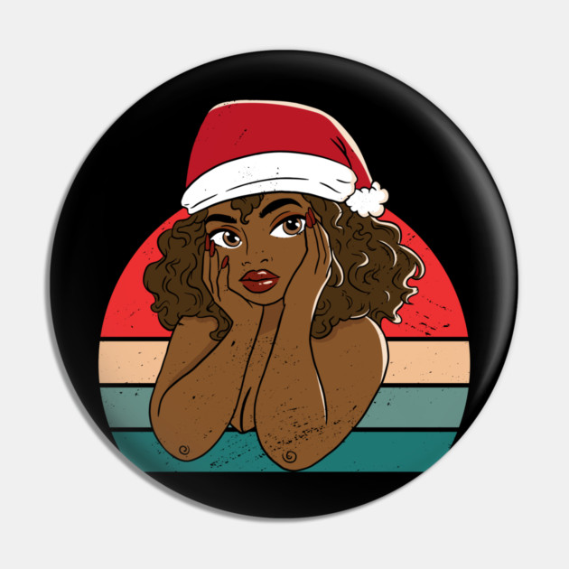 Black Woman Santa, Black Mrs Santa Claus, African American Santa, Christmas Pin by UrbanLifeApparel