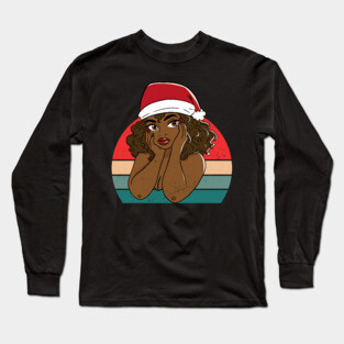 Black Woman Santa, Black Mrs Santa Claus, African American Santa, Christmas Long Sleeve T-Shirt