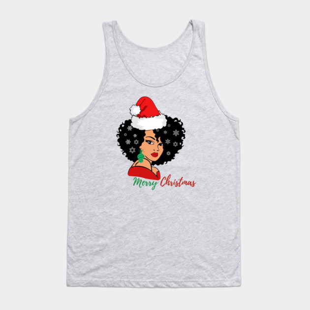 Black Woman Santa, Black Mrs Santa Claus, African American Santa, Merry Christmas Tank Top by UrbanLifeApparel