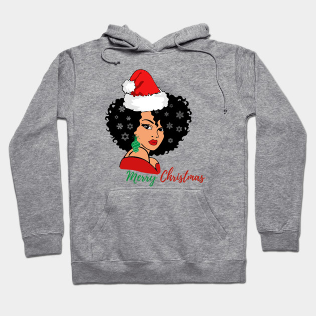 Black Woman Santa, Black Mrs Santa Claus, African American Santa, Merry Christmas Hoodie by UrbanLifeApparel