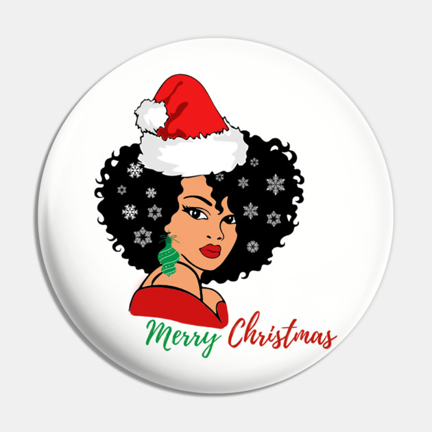 Black Woman Santa, Black Mrs Santa Claus, African American Santa, Merry Christmas Pin by UrbanLifeApparel
