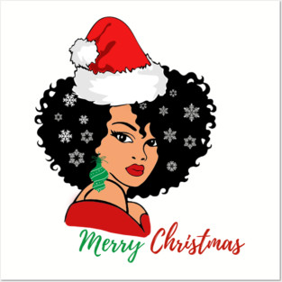 Black Woman Santa, Black Mrs Santa Claus, African American Santa, Merry Christmas Posters and Art