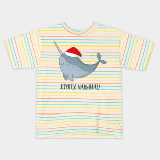 Joyeux Narwhal- Cute Narwhal Whale Christmas Kids T-Shirt