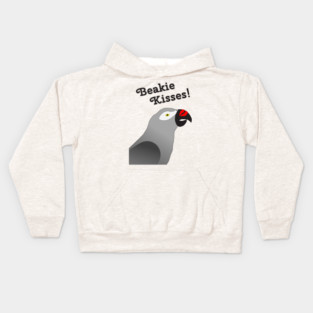 Beakie Kisses African Grey Parrot Kids Hoodie