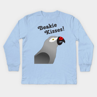 Beakie Kisses African Grey Parrot Kids Long Sleeve T-Shirt