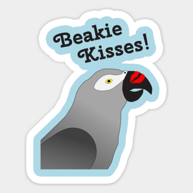Beakie Kisses African Grey Parrot Magnet by Einstein Parrot
