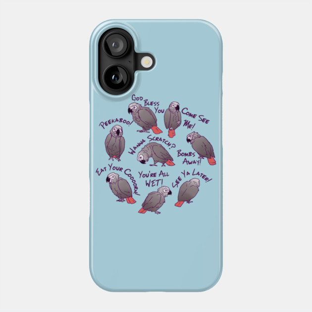 African Grey Parrots Funny Talking Sayings Phone Case by Einstein Parrot