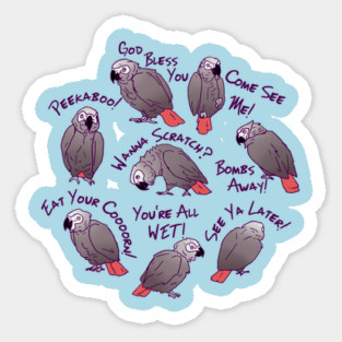 African Grey Parrots Funny Talking Sayings Magnet