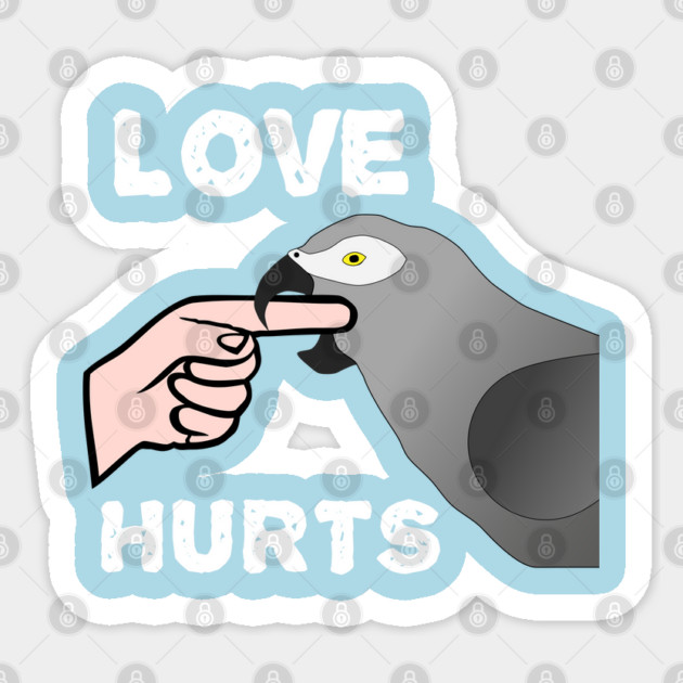 Love Hurts African Grey Parrot Biting Sticker by Einstein Parrot