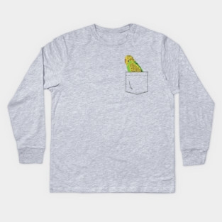 Budgie Parakeet Parrot In Your Front Pocket Kids Long Sleeve T-Shirt