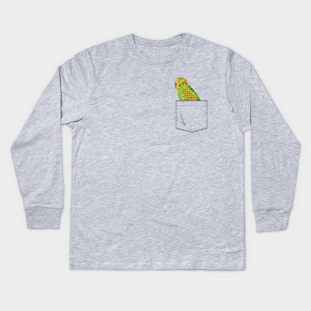 Budgie Parakeet Parrot In Your Front Pocket Kids Long Sleeve T-Shirt by Einstein Parrot