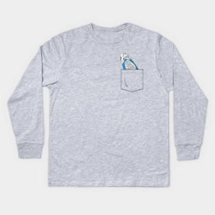 Blue Budgie Parakeet Parrot In Your Front Pocket Kids Long Sleeve T-Shirt