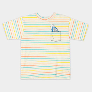 Blue Budgie Parakeet Parrot In Your Front Pocket Kids T-Shirt