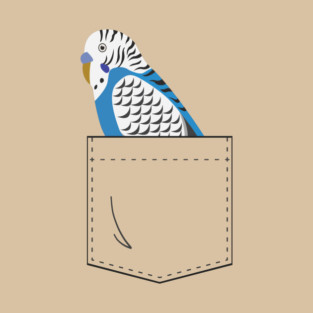 Blue Budgie Parakeet Parrot In Your Front Pocket T-Shirt
