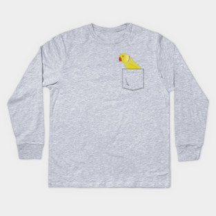 Indian Ringneck Parakeet Parrot In Your Front Pocket Kids Long Sleeve T-Shirt