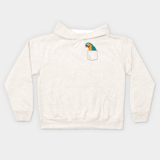 Blue and Gold Macaw Parrot In Your Front Pocket Kids Hoodie