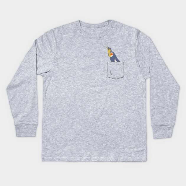 Cockatiel Parakeet Parrot In Your Front Pocket Kids Long Sleeve T-Shirt by Einstein Parrot