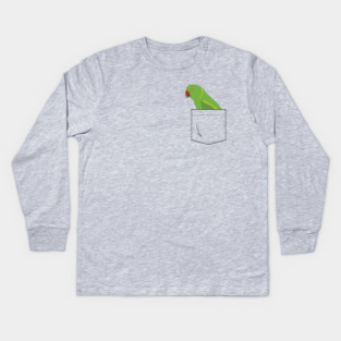 Indian Ringneck Parakeet Parrot Female Front Pocket Kids Long Sleeve T-Shirt