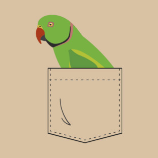 Indian Ringneck Parakeet Parrot Male Front Pocket T-Shirt