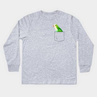 Quaker Parrot Monk Parakeet In Your Front Pocket Kids Long Sleeve T-Shirt