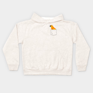Sun Conure Parrot In Your Front Pocket Kids Hoodie