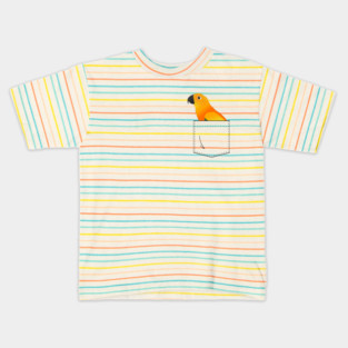Sun Conure Parrot In Your Front Pocket Kids T-Shirt
