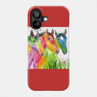 Three Colourful Horses Phone Case
